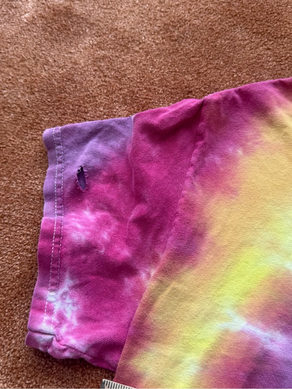 Tie-Dye Short Sleeve Tee in Pink, Yellow & Blue - Picture 5 of 7